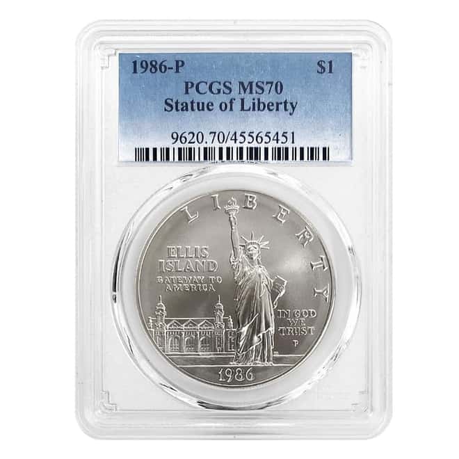 1986 P Statue of Liberty $1 Silver Dollar Commemorative PCGS MS 70