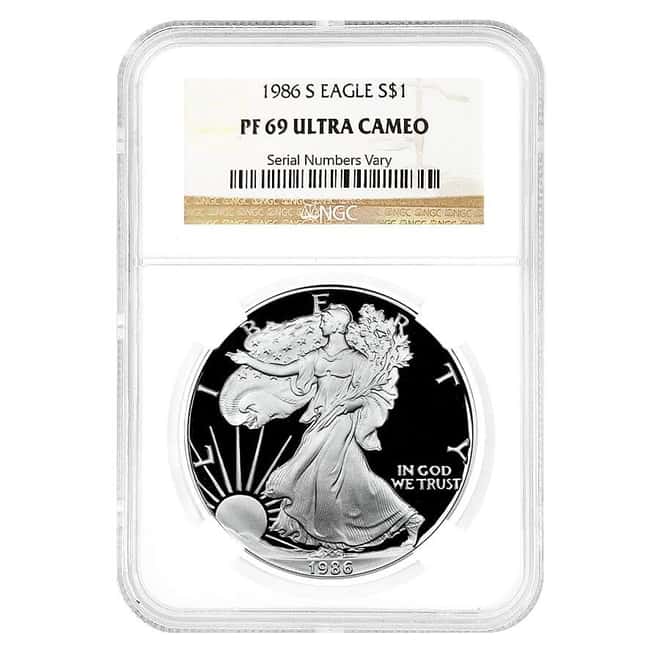 1986-S 1 oz Proof Silver American Eagle NGC PF 69 UCAM