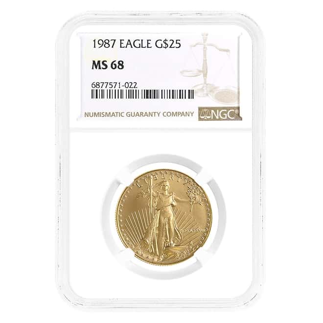 1987 1/2 oz $25 Gold American Eagle NGC MS 68