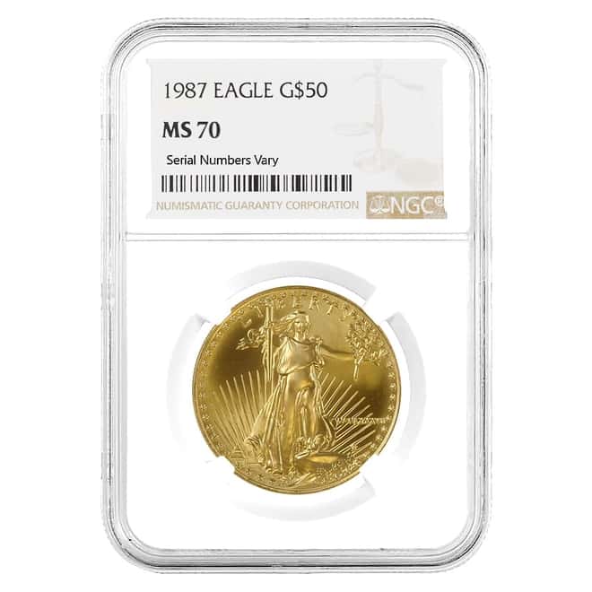 1987 1 oz $50 Gold American Eagle NGC MS 70