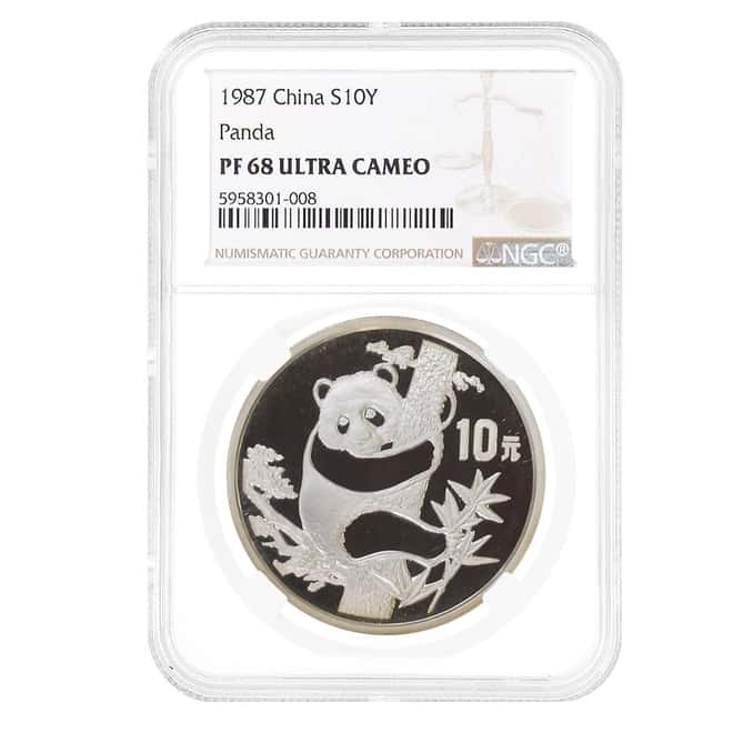 1987 1 oz Chinese Proof Silver Panda 10 Yuan NGC PF 68 UCAM