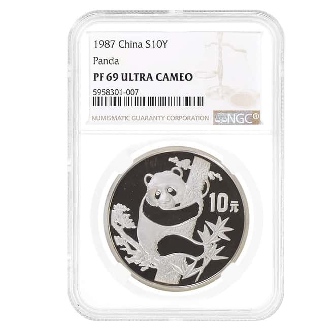 1987 1 oz Chinese Proof Silver Panda 10 Yuan NGC PF 69 UCAM