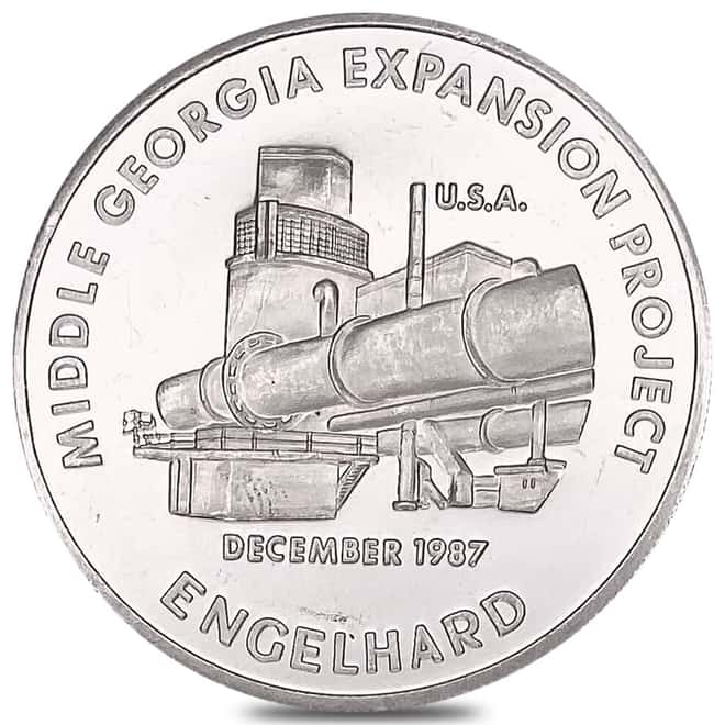 1987 1 oz Engelhard Middle Georgia Expansion Project Silver Round
