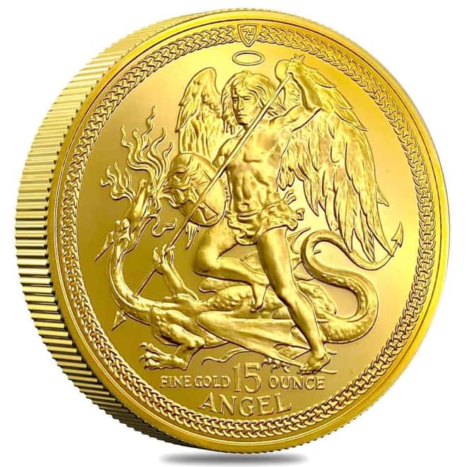 1987 Isle of Man 15 oz Gold Angel Coin BU