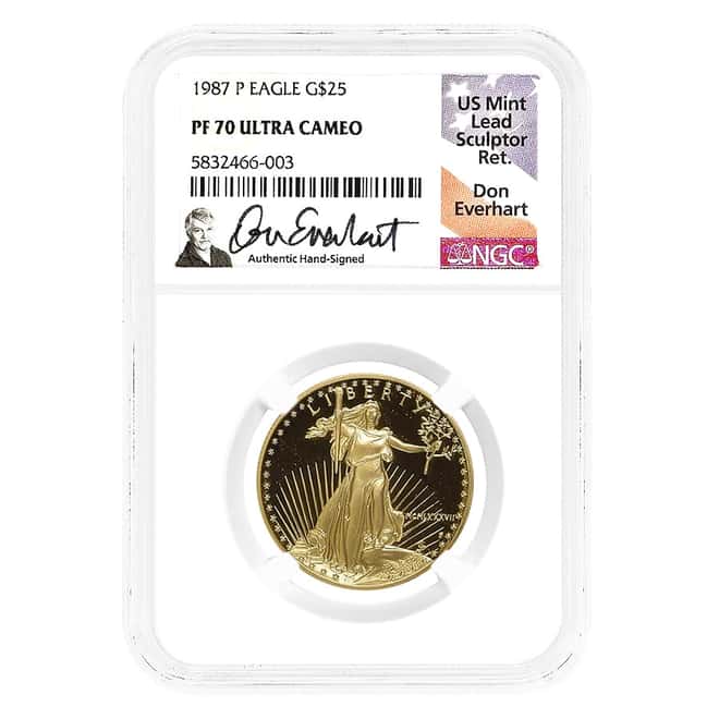 1987-P 1/2 oz Proof Gold Eagle NGC PF 70 UCAM (Everhart Sign)