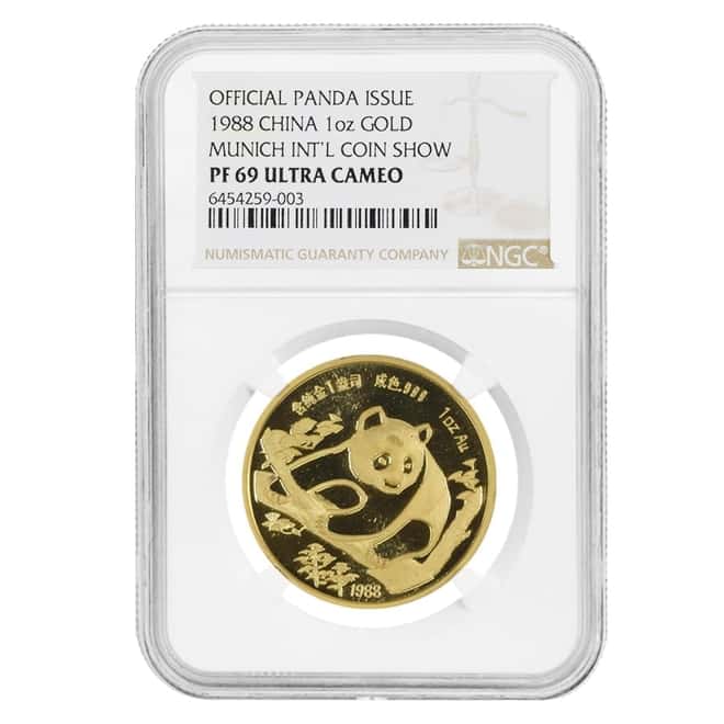 1988 1 oz Chinese Gold Panda Medal - Munich Int Coin Fair NGC PF 69 UCAM