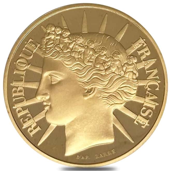 1988 France Fraternity Proof Gold Coin 100 Francs (w/Box & COA)