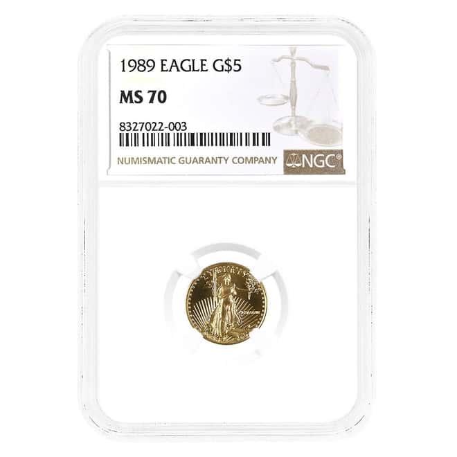 1989 1/10 oz $5 Gold American Eagle NGC MS 70