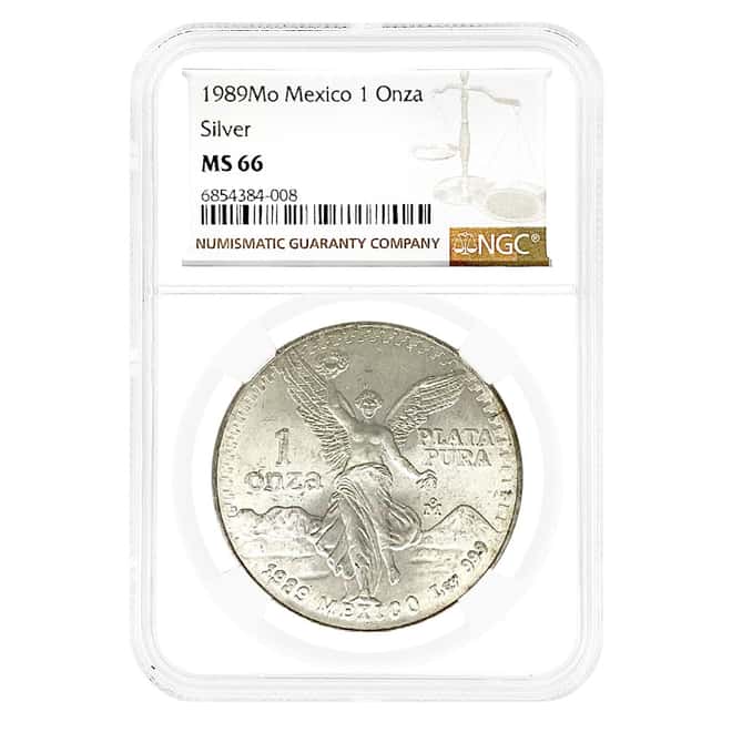 1989 1 oz Mexican Silver Libertad Coin NGC MS 66