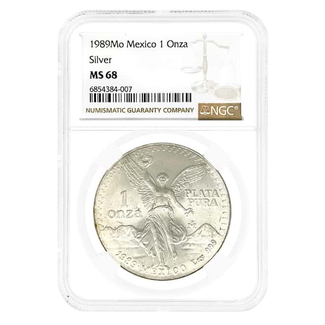 1989 1 oz Mexican Silver Libertad Coin NGC MS 68