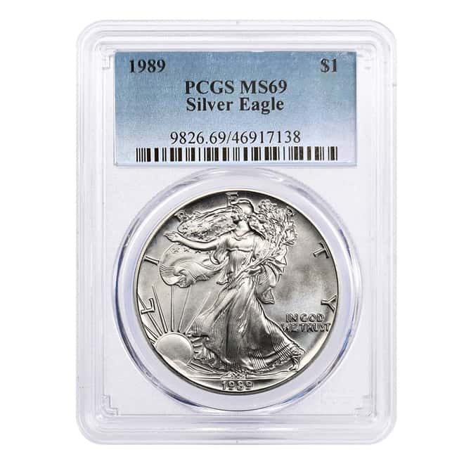 1989 1 oz Silver American Eagle $1 Coin PCGS MS 69