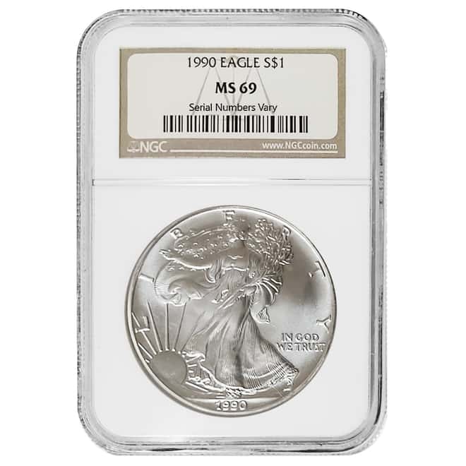 1990 1 oz Silver American Eagle $1 Coin NGC MS 69