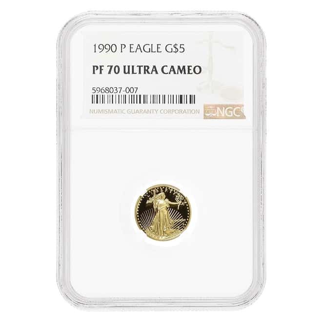 1990 P 1/10 oz $5 Proof Gold American Eagle NGC PF 70 UCAM