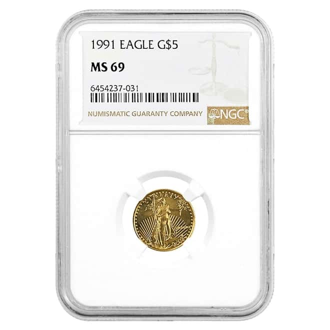 1991 1/10 oz Gold American Eagle NGC MS 69