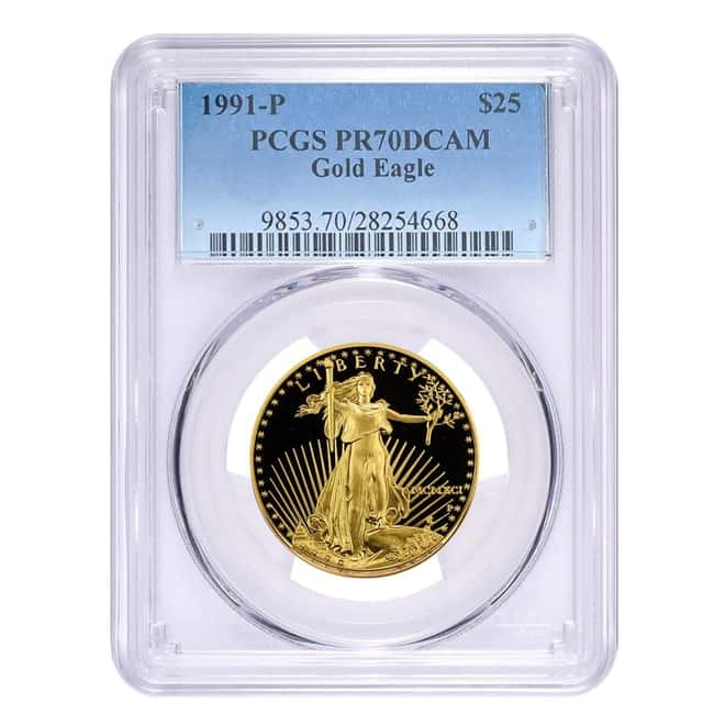 1991-P 1/2 oz $25 Proof Gold American Eagle PCGS PF 70 DCAM