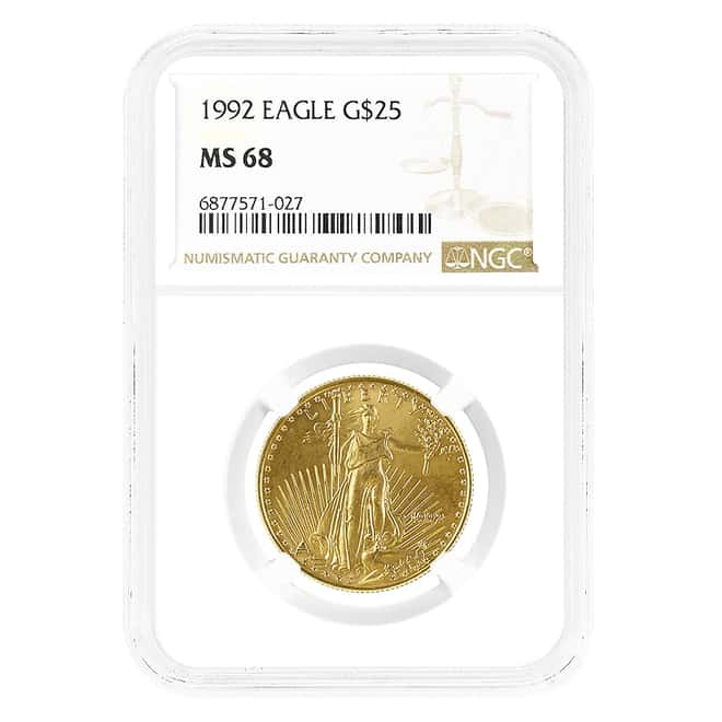 1992 1/2 oz $25 Gold American Eagle NGC MS 68