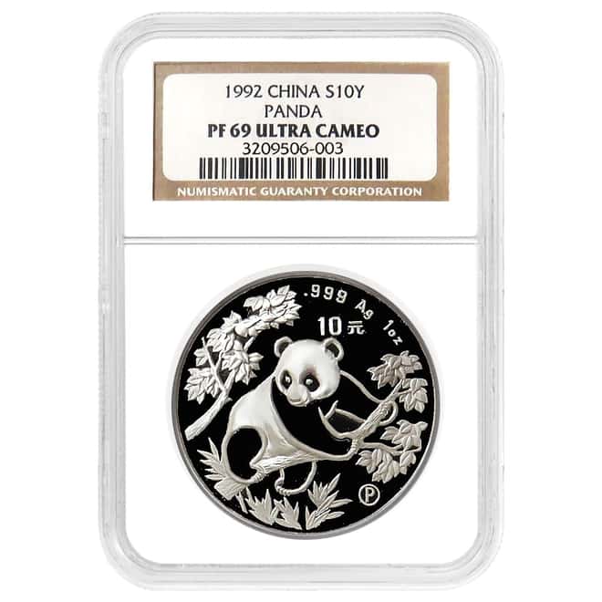 1992 1 oz Chinese Proof Silver Panda 10 Yuan NGC PF 69 UCAM