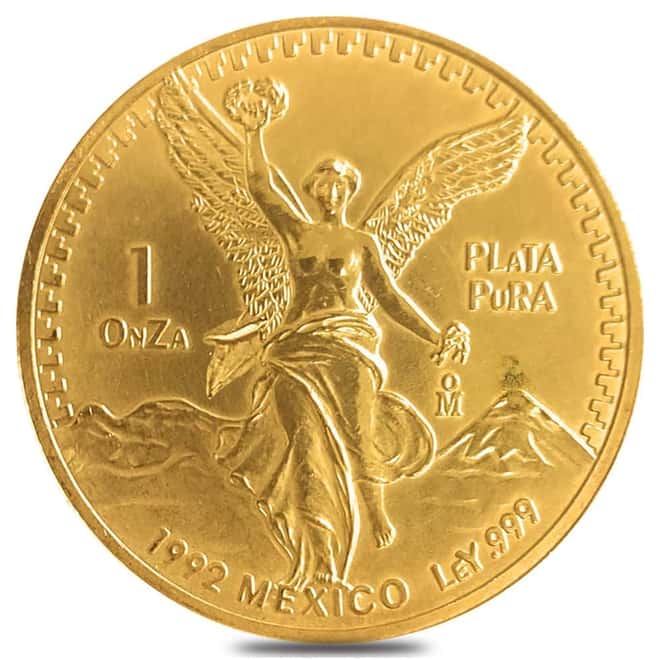 1992 1 oz Gold Plated Mexican Silver Libertad (Secondary Market)
