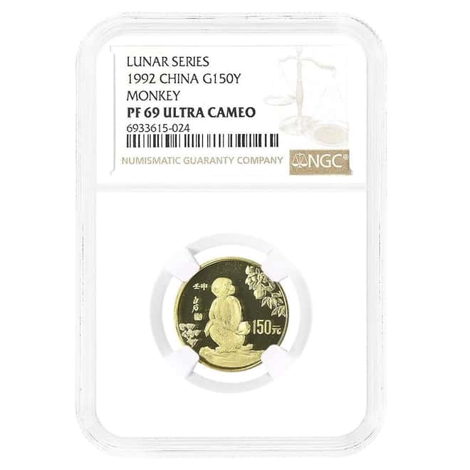 1992 Chinese Lunar Monkey 150 Yuan Gold Coin NGC PF 69 UCAM