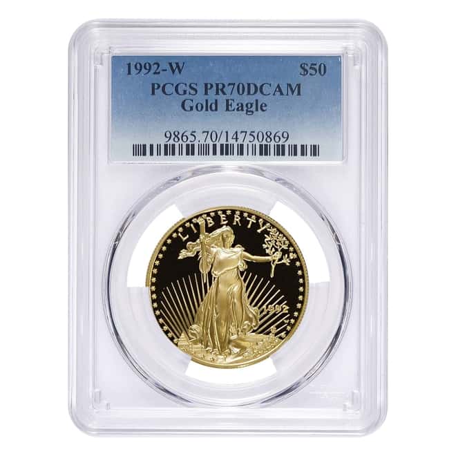 1992 W 1 oz $50 Proof Gold American Eagle PCGS PF 70 DCAM