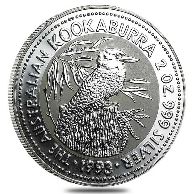 1993 2 oz Silver Australian Kookaburra Perth Mint BU