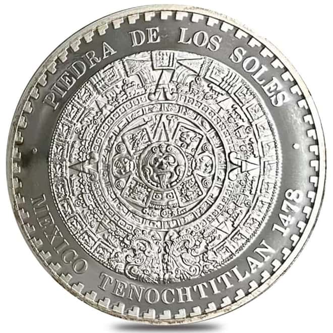 1993 5 oz Mexican Piedra De Los Soles Silver Medal .999 Fine