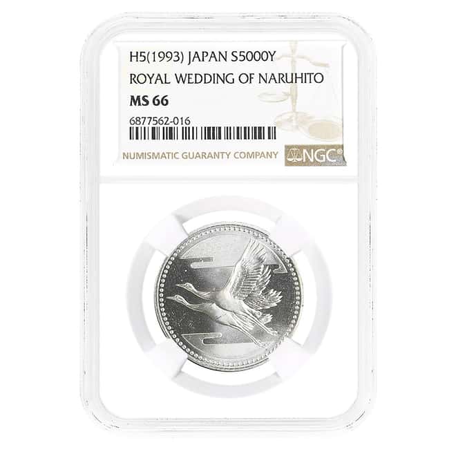 1993 (H5) Japanese Royal Wedding of Naruhito Silver Coin NGC MS 66