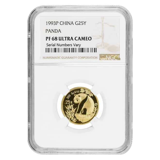 1993 P 1/4 oz Chinese Proof Gold Panda 25 Yuan NGC PF 68 UCAM