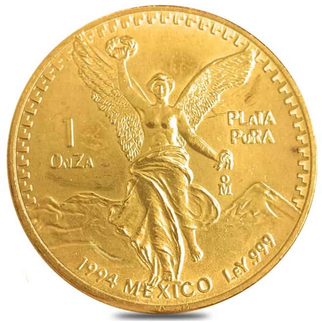 1994 1 oz Gold Plated Mexican Silver Libertad (Secondary Market)