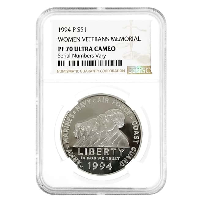 1994 P Women Veterans Memorial $1 Silver Dollar Commemorative NGC PF 70 UCAM