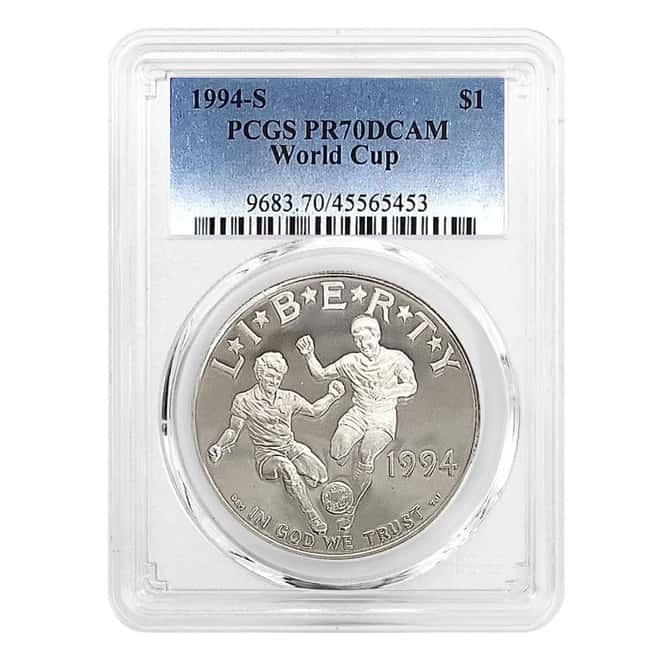 1994 S World Cup $1 Proof Silver Dollar Commemorative PCGS PF 70 DCAM