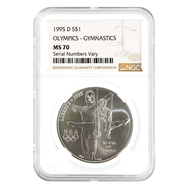 1995 D Olympics Gymnastics $1 Silver Dollar Commemorative NGC MS 70