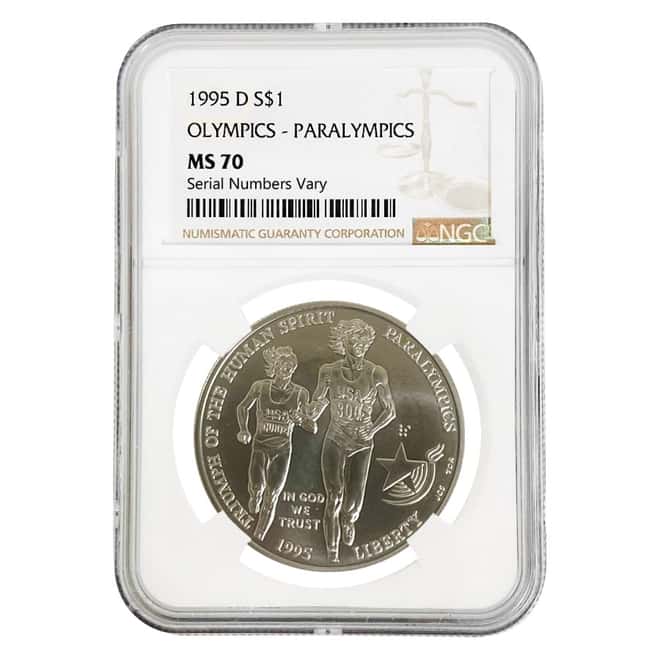 1995 D Paralympics $1 Silver Dollar Commemorative NGC MS 70