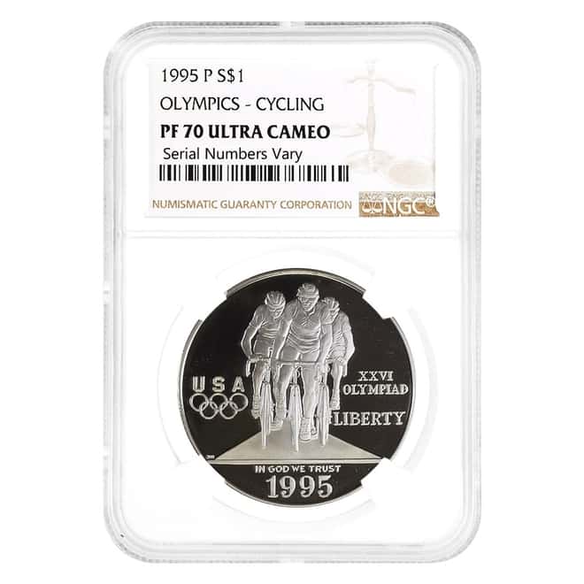1995 P Olympics Cycling $1 Silver Dollar Commemorative NGC PF 70 UCAM