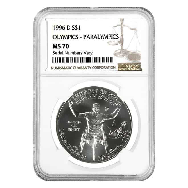 1996 D Paralympics $1 Silver Dollar Commemorative NGC MS 70