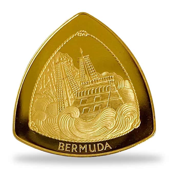 1997 Bermuda 15.16 gram Proof Gold Sea Venture Triangular Coin .999 Fine (w/Box & COA)