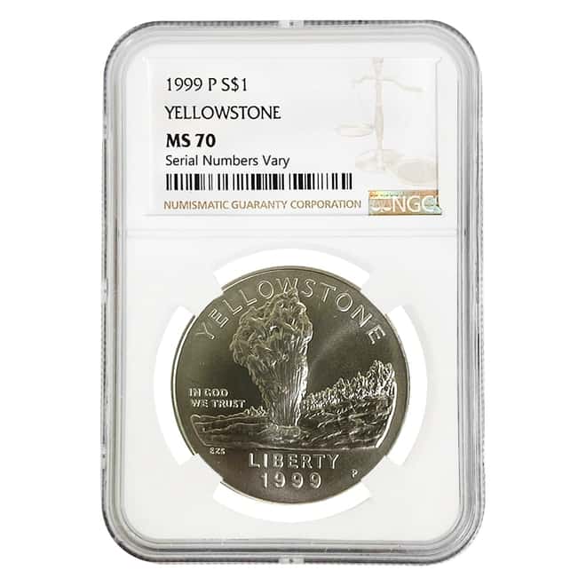 1999 P Yellowstone $1 Silver Dollar Commemorative NGC MS 70