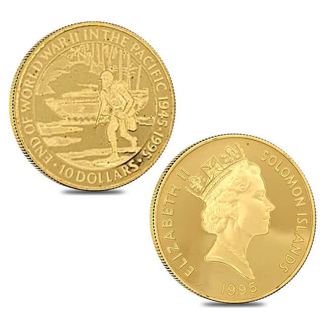 1995 1.85 oz Solomon Islands 50th Ann. End of WWII Gold 4-Coin Set