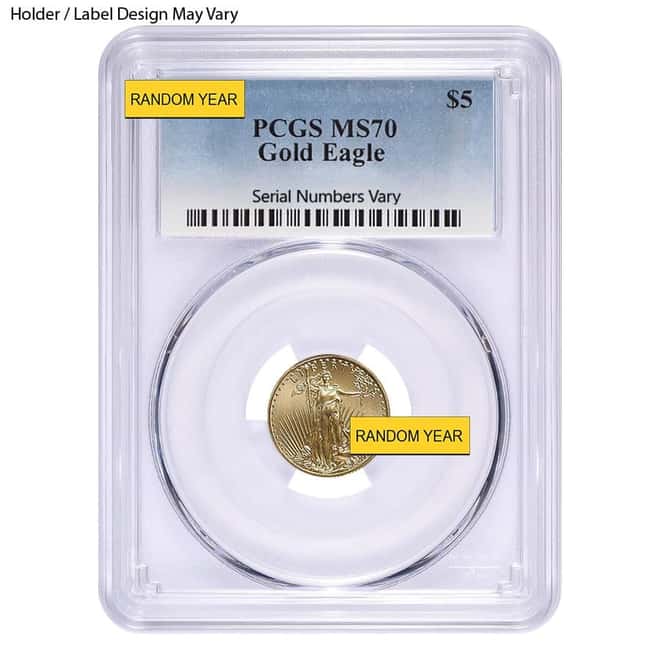 1/10 oz $5 Gold American Eagle PCGS MS 70 (Random Year)