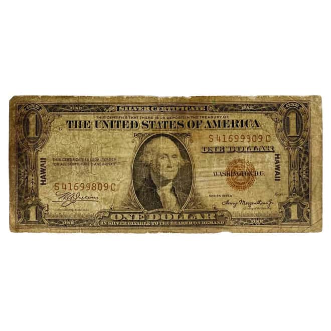 1935 A $1 Silver Certificate Currency Note Hawaii Cull