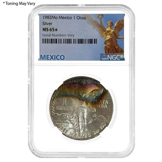 1982 1 oz Silver Mexican Libertad NGC MS 65*