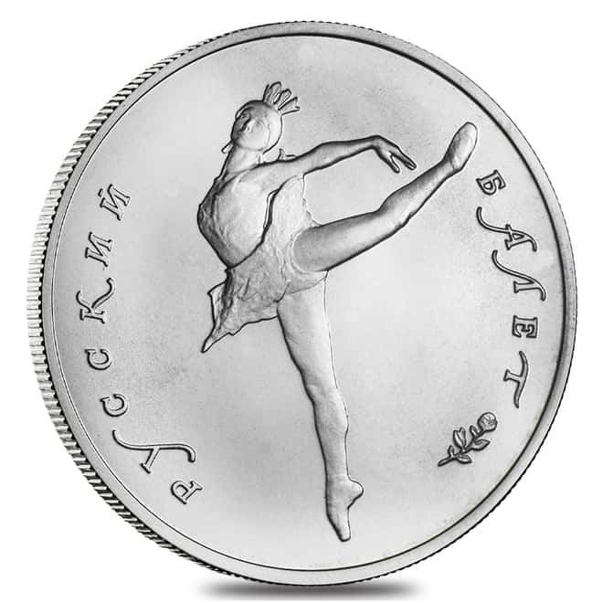 1/2 oz Russia Palladium Ballerina 10 Roubles AU/BU (Random Year)