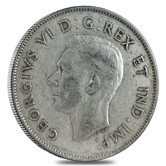 $10 Face Value 1920-1967 Canadian Half-Dollar 80% Silver 20-Coin Roll (Avg Circ)