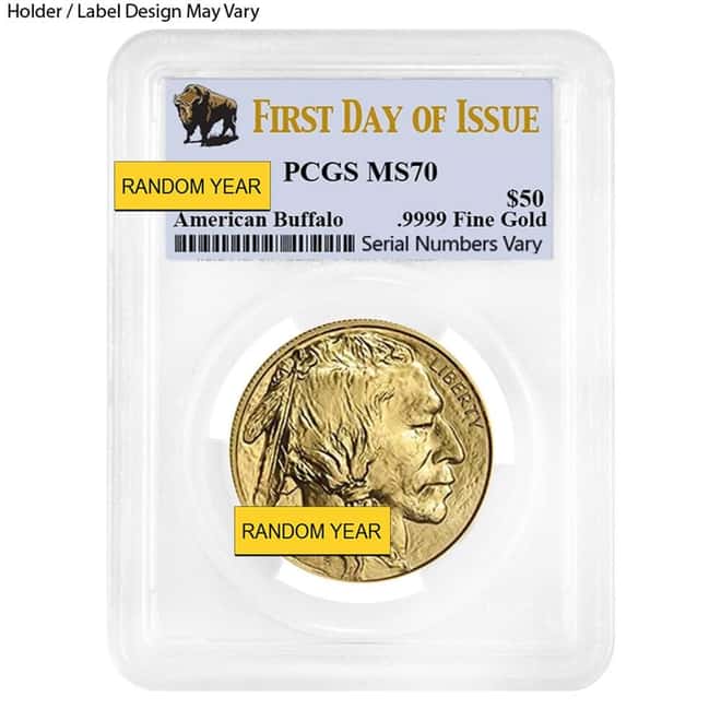 1 oz $50 Gold American Buffalo PCGS MS 70 FDOI (Random Year)