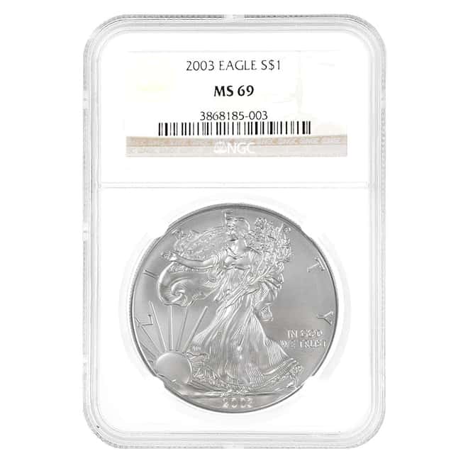 2003 1 oz Silver American Eagle $1 Coin NGC MS 69