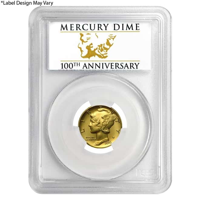 2016 1/10 oz Mercury Dime Centennial Gold Coin PCGS SP 70 FS 100th Ann