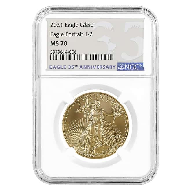2021 1 oz Gold American Eagle Type 2 NGC MS 70