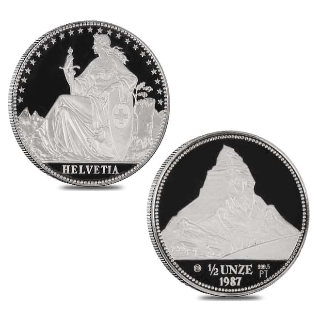 1987 Switzerland 1.85 oz Proof Platinum Helvetia The Matterhorn 4-Coin Set