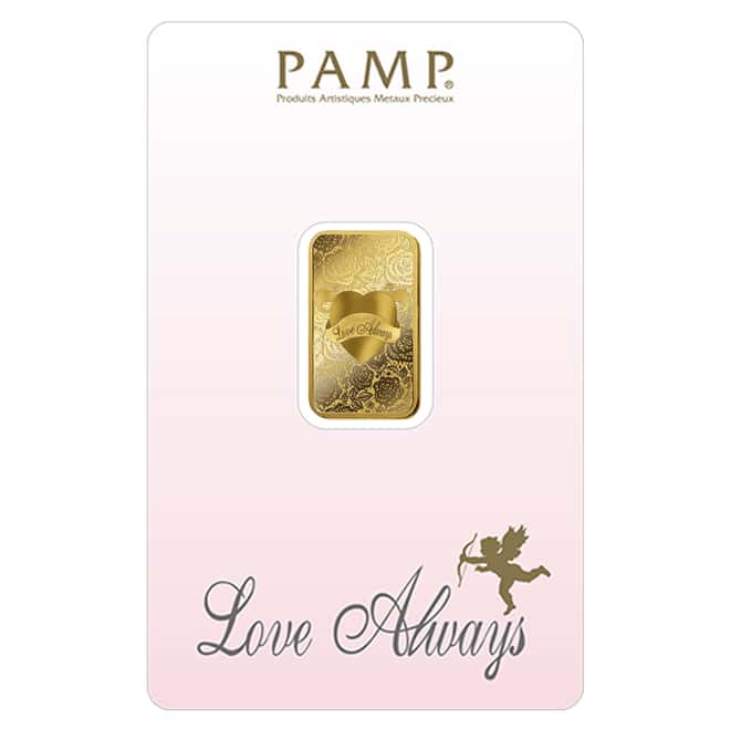 Lot of 5 - 5 gram PAMP Suisse Gold Bar - Love Always (In Assay) .9999 Fine