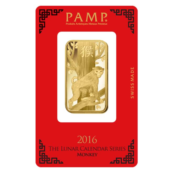 1 oz PAMP Suisse Year of the Monkey Gold Bar (In Assay)